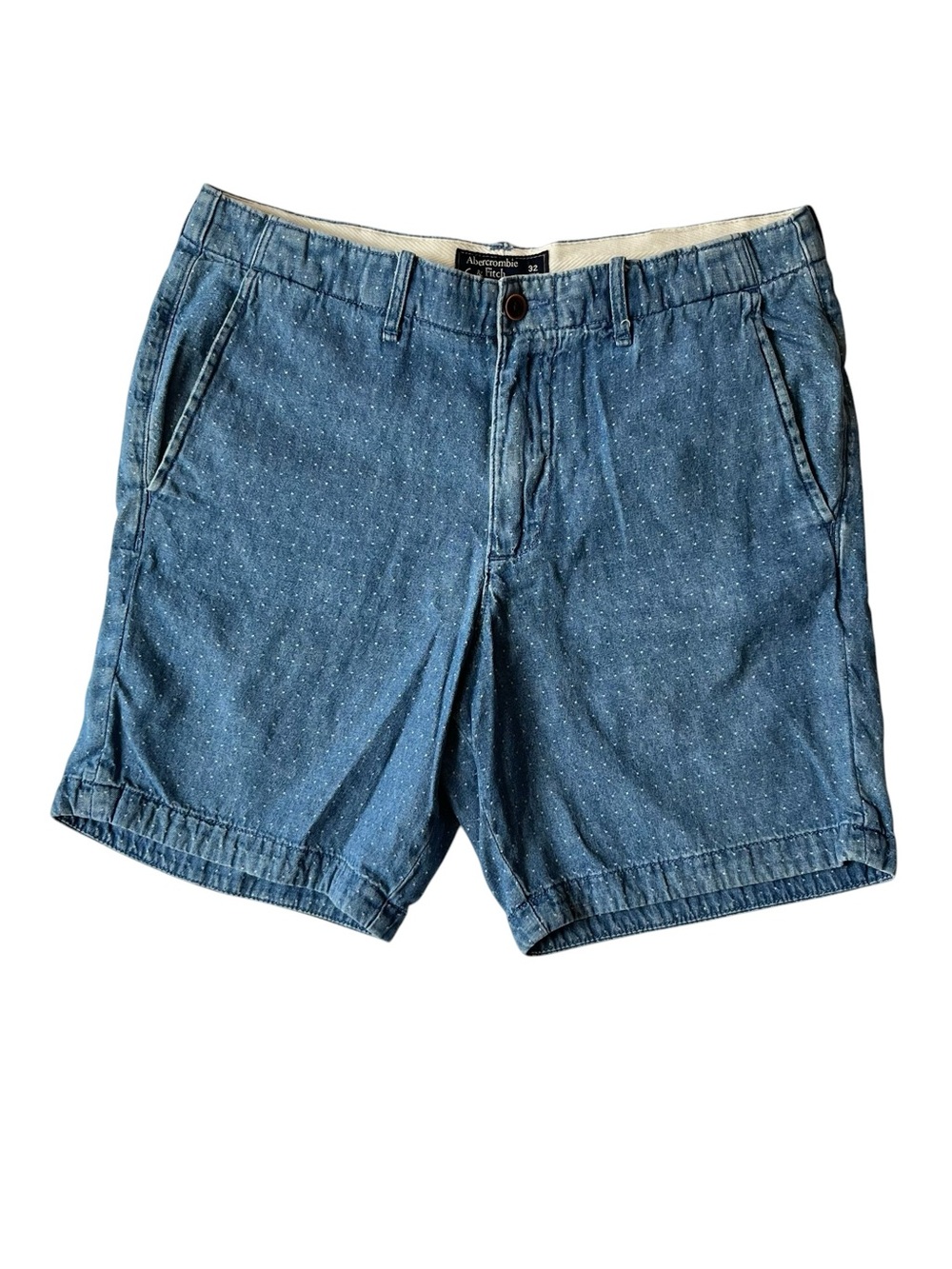 Abercrombie & Fitch Y2K chino shorts 32 Light blue polka dot 7" inseam Preppy
